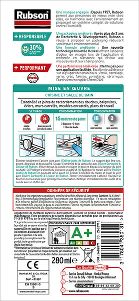 RUBSON - RUBSON Mastic PURE Sanitaire Blanc 280ml - large