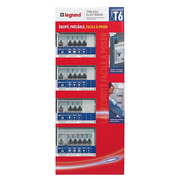 LEGRAND - Tableau électrique Drivia - 4 rangées - 52 modules - T6 - large