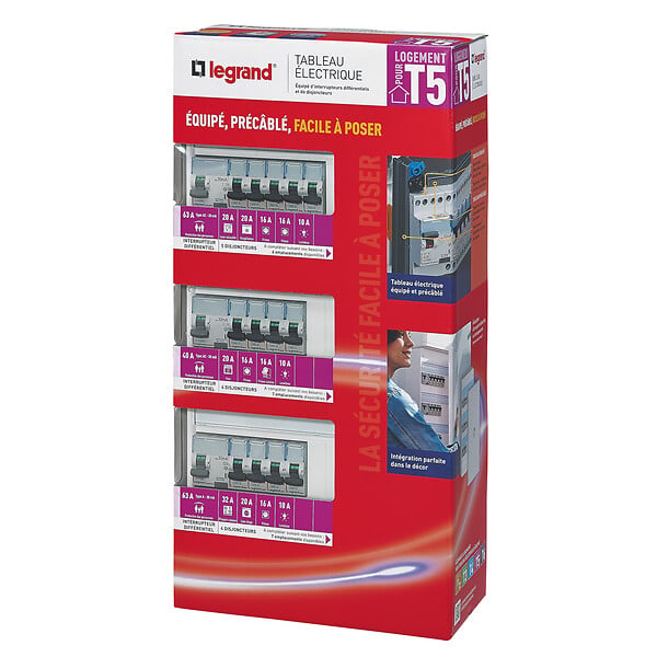 LEGRAND - Tableau électrique équipé DRIVIA - T5 - 3 rangées 20 modules - large