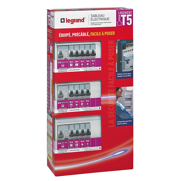 LEGRAND - Tableau électrique équipé DRIVIA - T5 - 3 rangées 20 modules - large