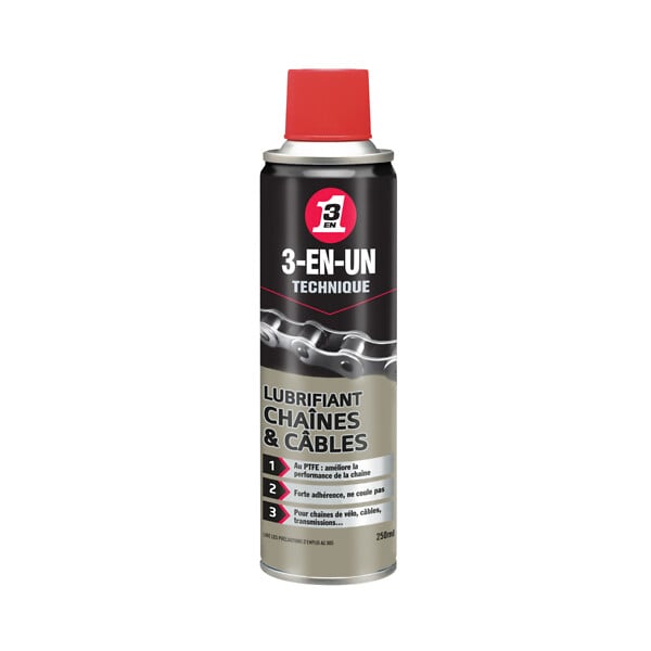3-EN-UN - Lubrifiant chaîne et câble - Aérosol 250ml - PTFE - large
