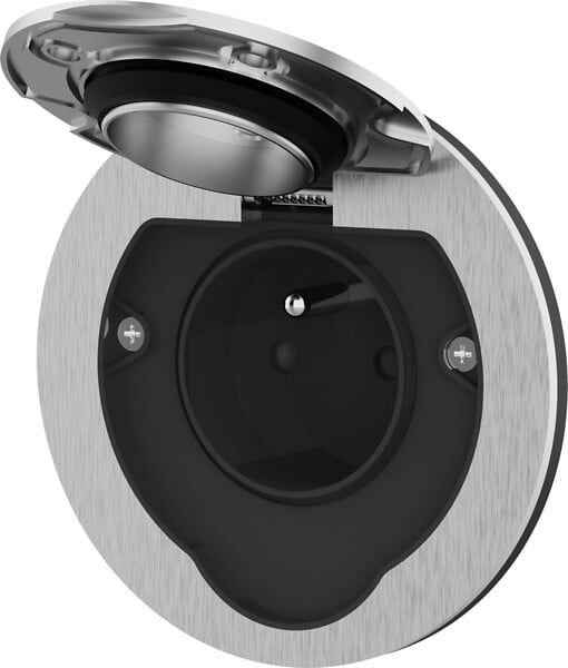 ZENITECH - Prise de sol encastrée aluminium brossé - IP55 - 16A - large