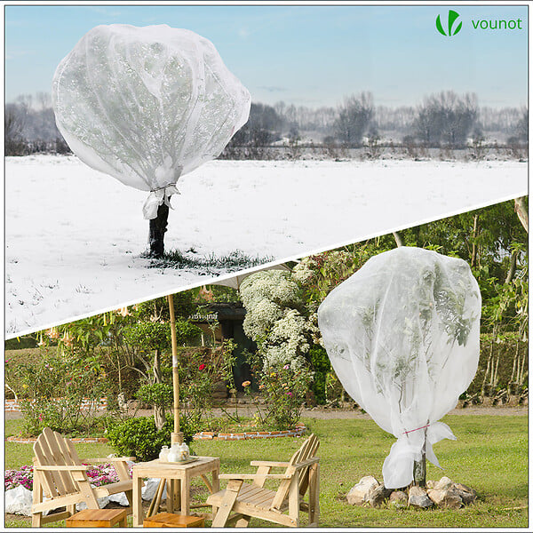 VOUNOT - Voile d’hivernage en Polypropylème 50g/m² 1.5x20m avec piquets blanc - large