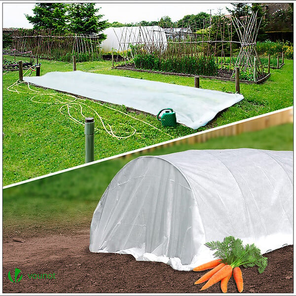 VOUNOT - Voile d’hivernage en Polypropylème 50g/m² 1.5x20m avec piquets blanc - large