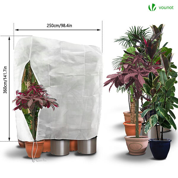 VOUNOT - Housse d'Hivernage Plante avec Cordon et zipper Polypropylème 150g/m² 250x360cm blanc - large