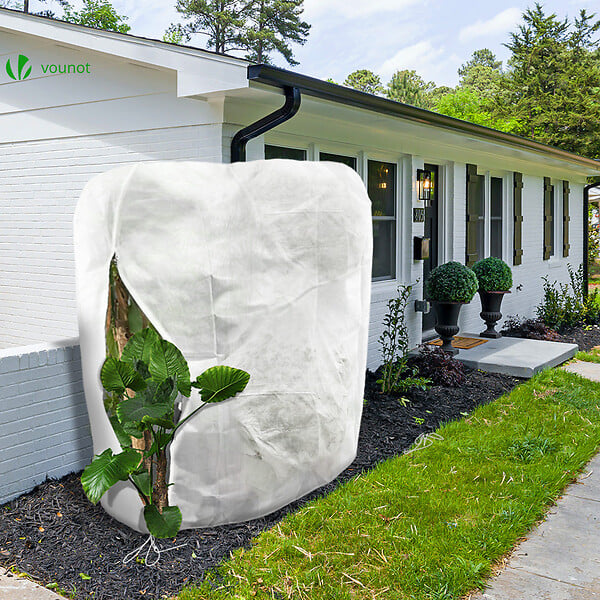 VOUNOT - Housse d'Hivernage Plante avec Cordon et zipper Polypropylème 150g/m² 250x360cm blanc - large