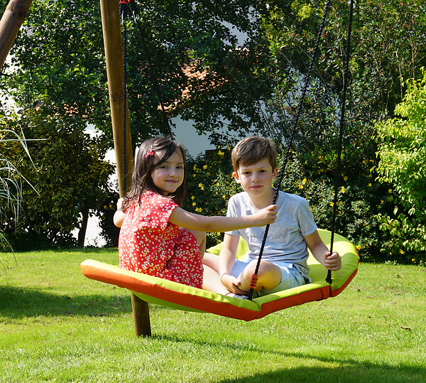 CERLAND - Balançoire bateau en métal et tissu - L.120xl.70cm - large