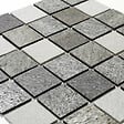 U-TILE - Mosaïque mixte résine & pierre 100 x 50 cm - 5 x 5 cm mixte pierre et résine blanche - vignette