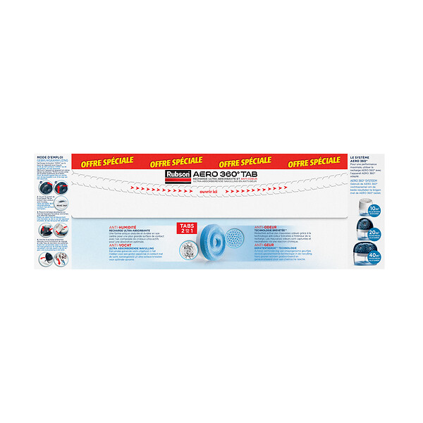 RUBSON - Recharges pour absorbeur d'humidité AERO 360 - Lot de 6 - large