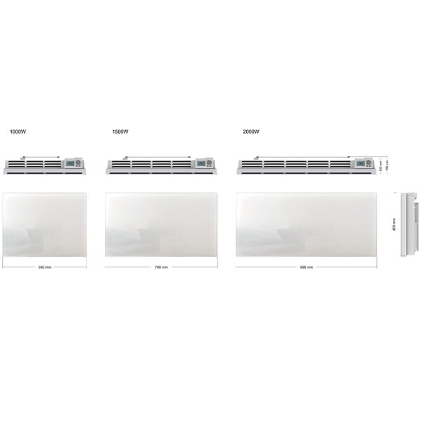 KALIA - Radiateur électrique céramique GLASS blanc 1500W - large