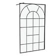 AURLANE - Paroi de douche Déco 120x195cm Verre 5mm Sérigraphié - Barre de fixation Noir Mat - vignette