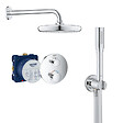 GROHE - Grohe Grohtherm Set de douche encastré avec mitigeur thermostatique, douche de tête 210mm + Douchette avec support mural, Chrome - vignette