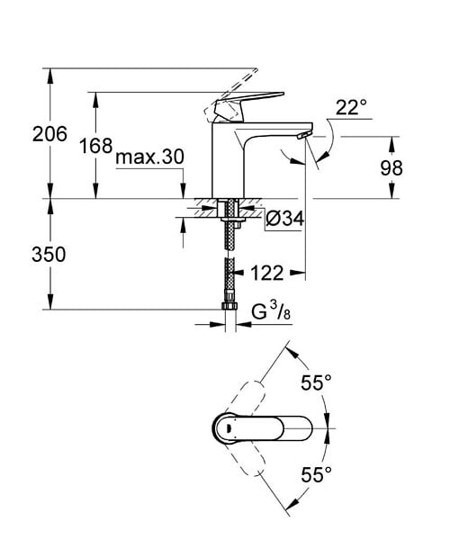 GROHE - Eurosmart Cosmopolitan Mitigeur monocommande 1/2" Lavabo Taille M (G-23327000) - large