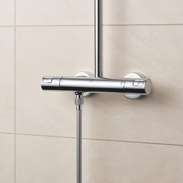 GROHE - Colonne de douche thermostatique XXL Cube 250 + Douchette 2 jets, Chrome (26696022) - large