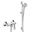 HANSGROHE - Ensemble de douche Logis Mitigeur mural + Douchette 2 jets avec Barre 65cm + Flexible, Chrome (71600000-Vernis) - vignette