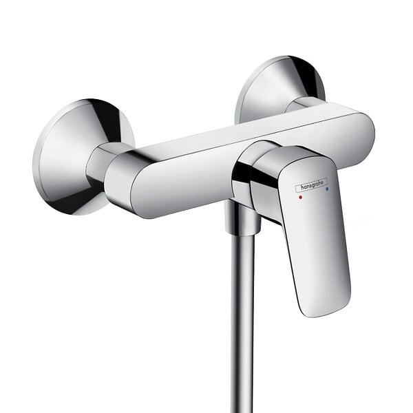 HANSGROHE - Ensemble de douche Logis Mitigeur mural + Douchette 2 jets avec Barre 65cm + Flexible, Chrome (71600000-Vernis) - large