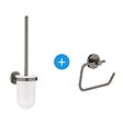 GROHE - Grohe Essentials Set d'accessoires WC avec Porte balai WC + Dérouleur de papier mural, Hard Graphite brossé (40374AL1-Essentials) - vignette