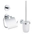 GROHE - Essentials Set d’accessoires 3 en 1 : Patère murale + Brosse WC et support + Support papier-toilette, chrome (40407001) - vignette