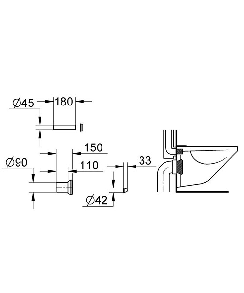 GROHE - Set garniture de raccordement pour WC suspendu + Isolation phonique (37311K00-SET) - large
