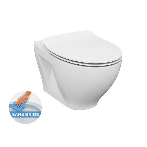 VILLEROY ET BOCH - Pack WC bâti-support + WC Cersanit Dormo sans bride + Abattant softclose + Plaque blanche (ViConnectDormo-2) - large