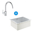 GROHE - Grohe Kit Evier de cuisine K700 sous-plan 540x440mm Acier inoxydable + Mitigeur Bauloop Col de cygne, Chrome (31574SD1-SET1) - vignette