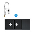 FRANKE - Kit évier Orion OID 621 en Tectonite, double bac, Carbone + Mitigeur SAT Semi-Pro, 2 jets - vignette