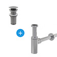 ALCA - Set Bonde Clic-clac raccord 5/4", pour lavabo avec trop-plein + Siphon, Chrome (AlcaSetChrome) - vignette