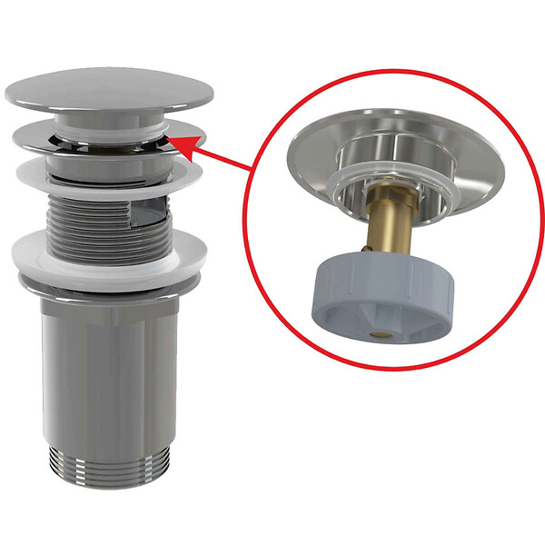 ALCA - Set Bonde Clic-clac raccord 5/4", pour lavabo avec trop-plein + Siphon, Chrome (AlcaSetChrome) - large