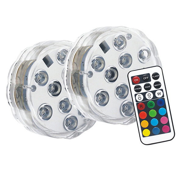 XANLITE - Lampes LED submersibles IP68 - Lot 2 - RVB 16 couleurs - large
