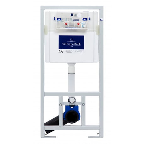 VILLEROY ET BOCH - Pack WC Bâti-support Viconnect + WC sans bride Integra avec fixations invisibles + Abattant frein de chute + Plaque Blanche - large