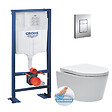 GROHE - Pack WC bâti-autoportant Rapid SL + WC SAT rimless fixations invisibles + Abattant softclose + Plaque chrome Autoportant-SAT-1 - vignette