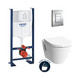 GROHE - Pack WC Bâti Rapid SL Autoportant + Cuvette Vitra S50 + Abattant soft close + Plaque chrome (ProjectS50softclose-1) - vignette