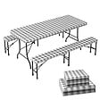 VOUNOT - Lot de 3 nappes de table et banc en PVC Vinyle style ceramique - vignette