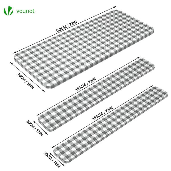 VOUNOT - Lot de 3 nappes de table et banc en PVC Vinyle style ceramique - large