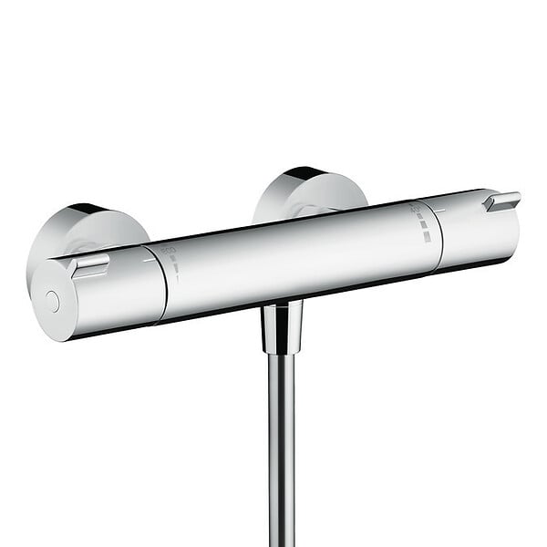 HANSGROHE - Ecostat Set mitigeur thermostatique + Barre 65cm + Douchette 2 jets + Flexible, Chrome (13211000-Vernis) - large