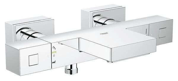 GROHE - Set bain/douche mitigeur thermostatique Grohtherm Cube + Douchette Euphoria 1 jet avec support mural (34497000-CUBESTICK) - large