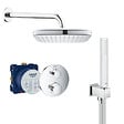 GROHE - Grohtherm Set de douche encastré avec mitigeur thermostatique, douche de tête 250mm + Douchette avec support mural, Chrome - vignette