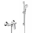 HANSGROHE - Set de douche Mitigeur Logis + Douchette 2 jets + Barre 65 cm + Flexible, Chrome (71600000-CROMETTA) - vignette