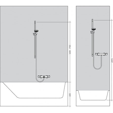 HANSGROHE - Set de douche Mitigeur Logis + Douchette 2 jets + Barre 65 cm + Flexible, Chrome (71600000-CROMETTA) - large