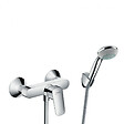 HANSGROHE - Set de douche Mitigeur Logis + Douchette � main 1 jet + Flexible + Support mural, Chrome (71600000-PORTER) - vignette