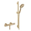 HANSGROHE - Hansgrohe Set de douche Mitigeur Comfort + Barre Unica 65cm + Douchette 3 jets Raindance 120 Select E, Bronze brossé - vignette