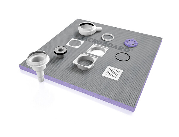 JACKON - Receveur de douche à carreler Aqua Centré 900x900x40mm siphon vertical offert (4512087 + 4512008) - large