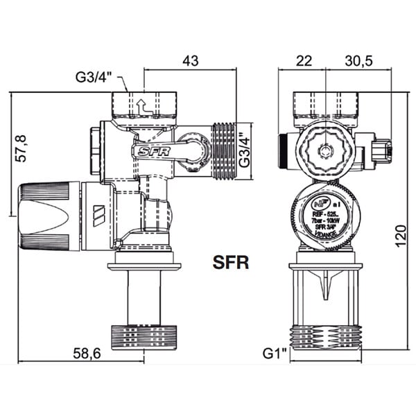 WATTS - Watts SFR® Groupe de sécurité standard pour chauffe-eau, Raccordement femelle Ø 3/4” (2252550) - large