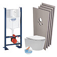 GROHE - Pack WC Bâti autoportant + Cuvette SAT sans bride, fixations cachées + Plaque blanche + Set habillage (ProjectSATrimless-4-sabo) - vignette