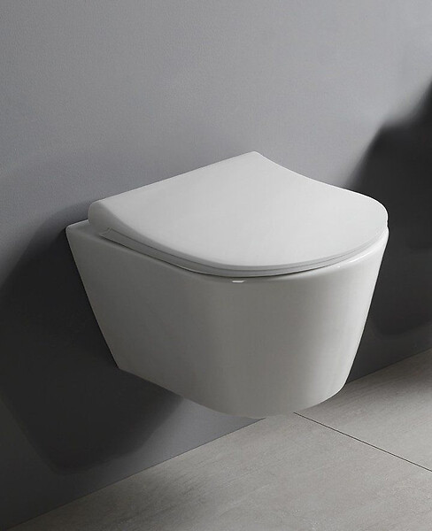 LUCCO - Avva Cuvette suspendue sans bride avec abattant frein de chute, Blanc (Avvarimless) - large