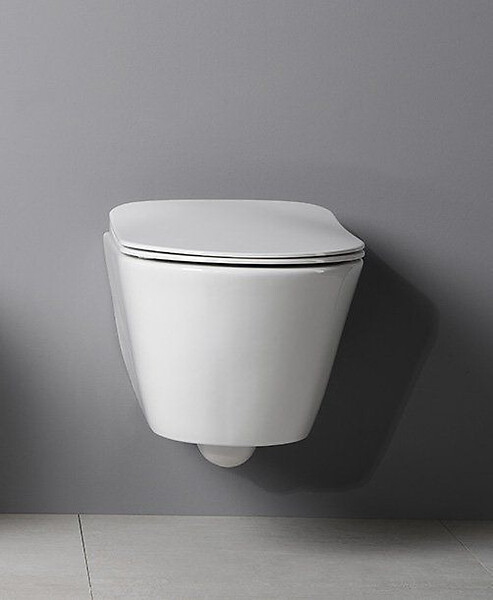LUCCO - Avva Cuvette suspendue sans bride avec abattant frein de chute, Blanc (Avvarimless) - large