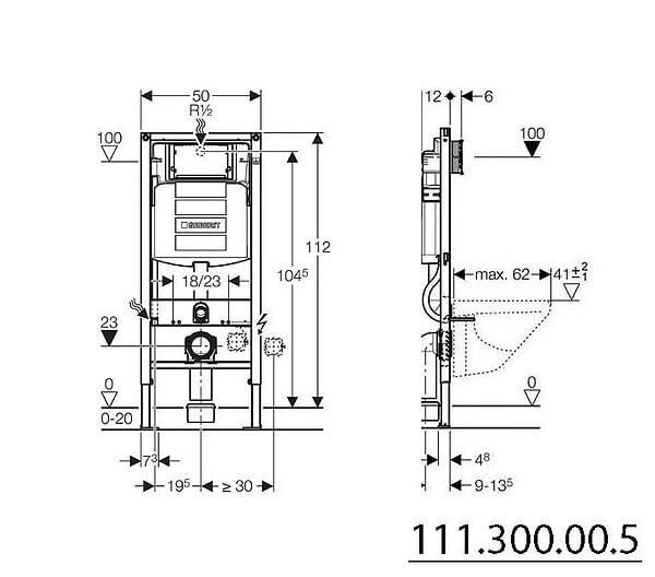GEBERIT - Duofix UP320 Pack Bâti-support + Plaque de commande Sigma01 Blanche (UP320-Sigma01-B) - large