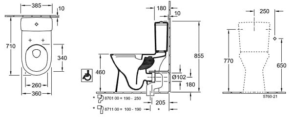 VILLEROY ET BOCH - O.Novo Réservoir de chasse en Céramique sanitaire, alimentation latérale, réversible, Blanc (57602101) - large