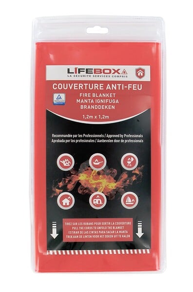 LIFEBOX - Couverture anti-feu fibre de verre LIFEBOX 1,2m x 1,2m - large