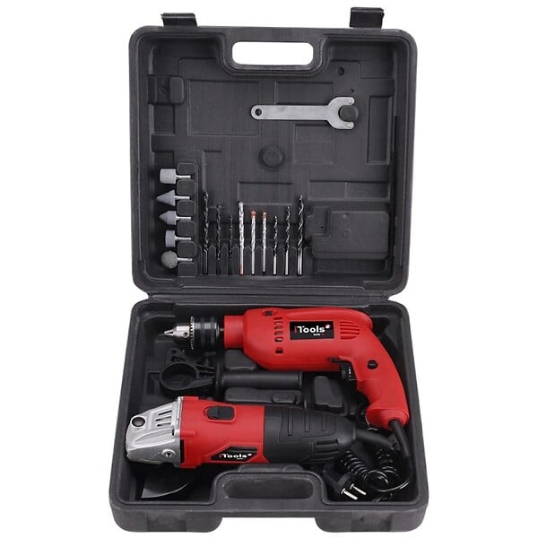 ITOOLS - Perceuse à percussion 500W + Meuleuse 500W + Mallette 17 accessoires ITOOLS - large